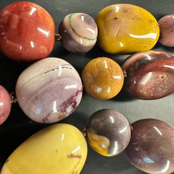 🌈 36” Mookaite Jasper Necklace – Polished Multicolor Natural Gemstone Beads - Picture 3 of 3